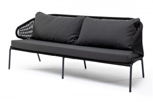 MR1002165 диван 3-местный из роупа, каркас алюминий темно-серый муар, роуп темно-серый круглый